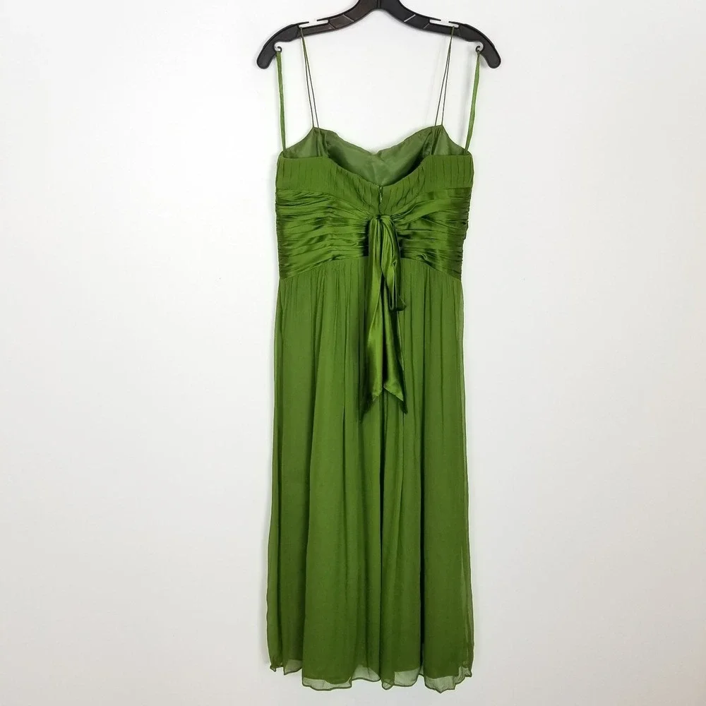 Jones New‎ York Silk Embellished Strap Dress Sz 10 Green Fairy Y2K Prom Midi - Picture 5 of 9